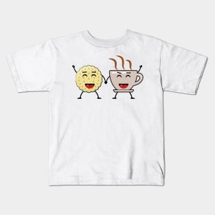 Best Friends - Biscuit And Coffee - Funny Character Illustration Kids T-Shirt